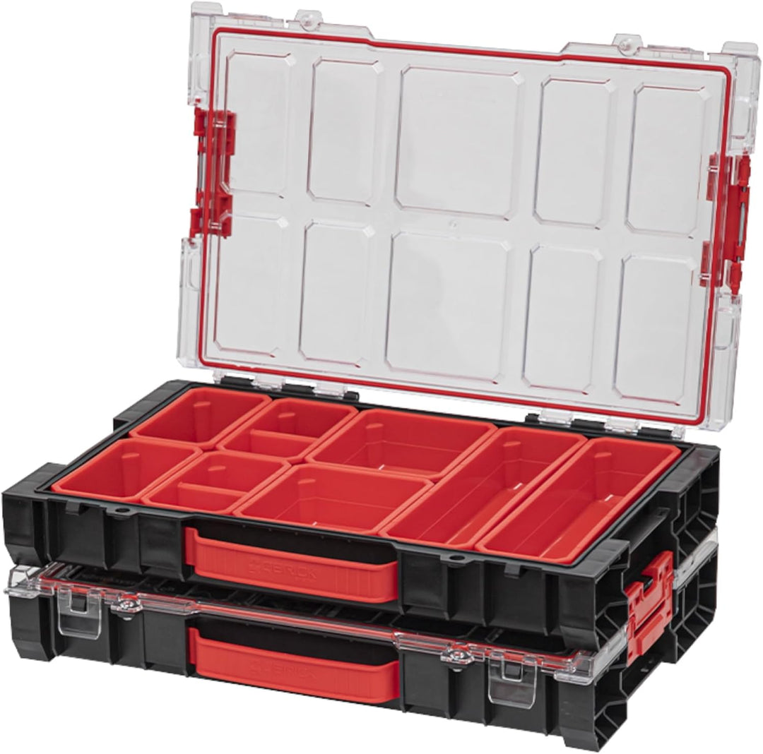 QBRICK Sortimentskasten Kleinteilemagazin – 450 x 295 x 80 mm – Premium Sortierkasten Wekzeugbox mit