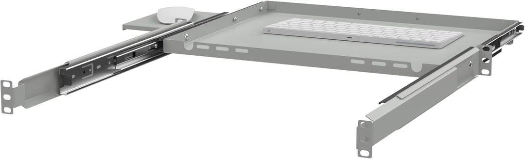 19" Ausziehbarer Regalboden für Tastatur und Maus, 350mm, grau RSR19-1U-350G-KM