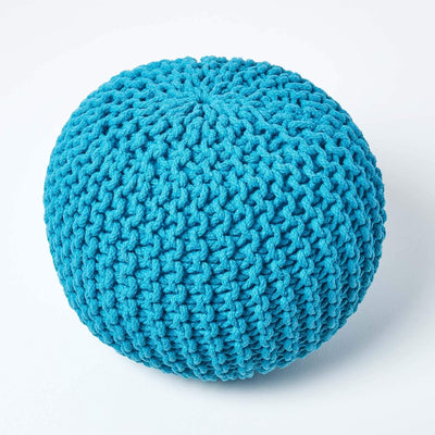 Homescapes Pouf Strickpouf rundes Bodenkissen, Sitzpouf 35 x 40 cm, gepolsterter Sitzhocker, Sitzpuf