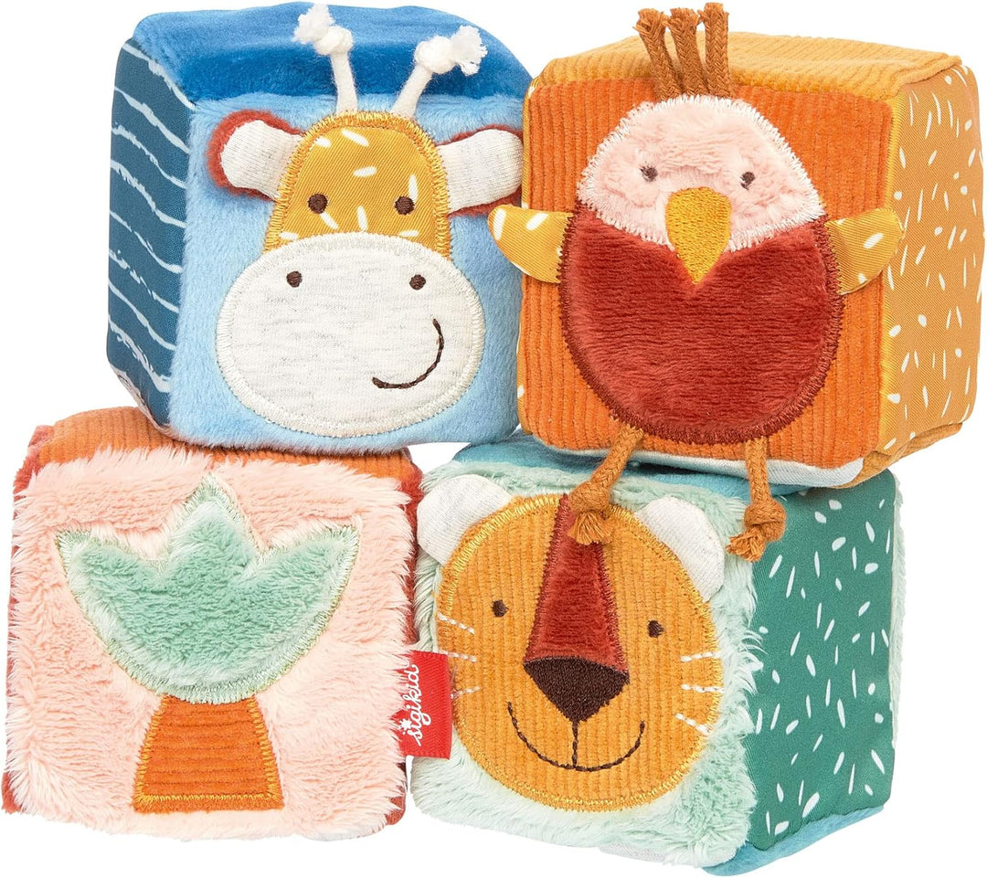 sigikid 43226 Babyspielzeug Stoffwürfel, Mehrfarbig/Würfel-Set, Mehrfarbig/Würfel-set