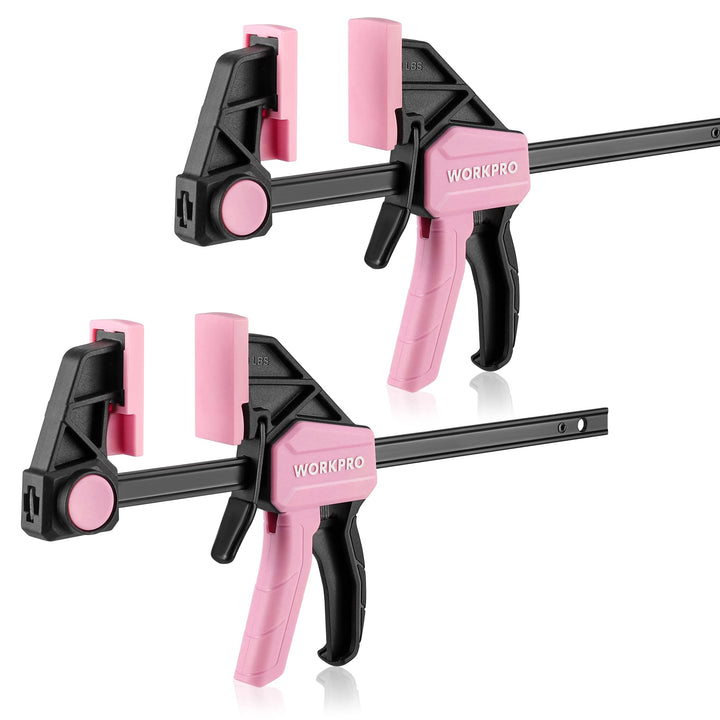 WORKPRO Rosa Einhandzwingen Set 2 Stück Schraubzwingen Spanner, Spannweite 150 mm Dehnbereich 135mm