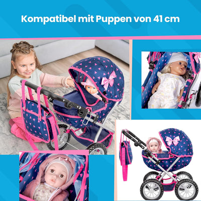 Kinderplay Puppenwagen ab 2 Jahren - Leichte und Stabile Konstruktion, Kinderpuppenwagen, Höhenverst