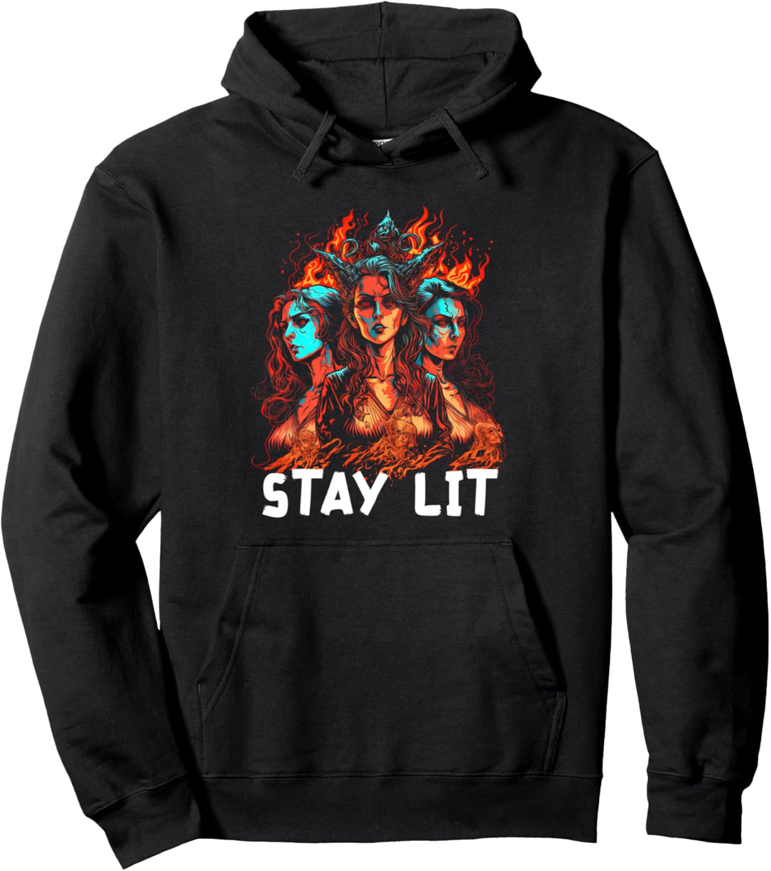 Okkult Stay Lit Satan Hexen Teufel Hölle Unheilig Pullover Hoodie