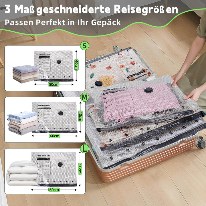 Vakuumbeutel für Kleidung mit Elektrischer Luftpumpe, 9 Stück Vacuum Bags (3x 40x50cm, 3x 40x60cm, 3
