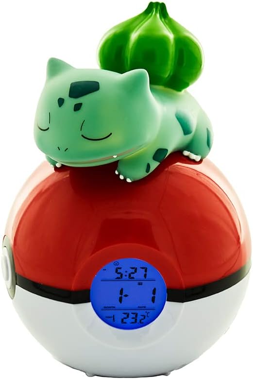 Teknofun - Leuchtender Wecker Pokémon - Bulbizarre Schläft Auf Einem Pokéball - Multifunktions - Gib