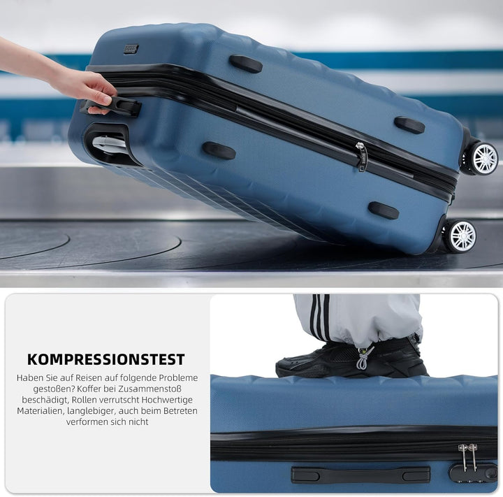 BEIBYE Zwillingsrollen 2066 Hartschale Trolley Koffer Reisekoffer Handgepäck Boardcase M (Blau, M)