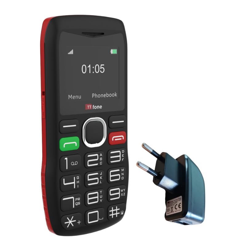 TTfone Seniorenfreundliches Mobiltelefon mit grossen Tasten und Notfallknopf, TT880 (mit Netzladeger