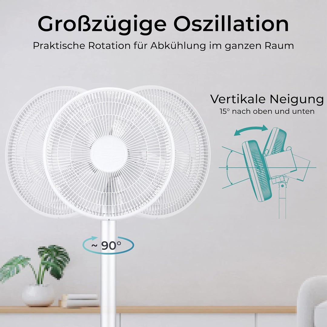KLAMER Silent Ventilator, extra leiser DC Designventilator mit Fernbedienung, 12 Geschwindigkeitsstu