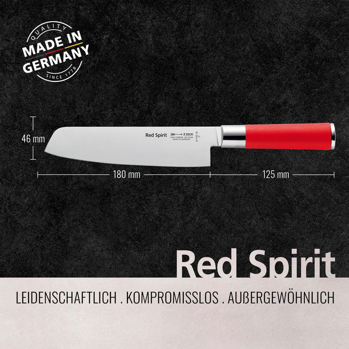 F. DICK Usuba, Red Spirit (Messer mit Klinge 18 cm, X55CrMo14 Stahl, nichtrostend, 56° HRC)