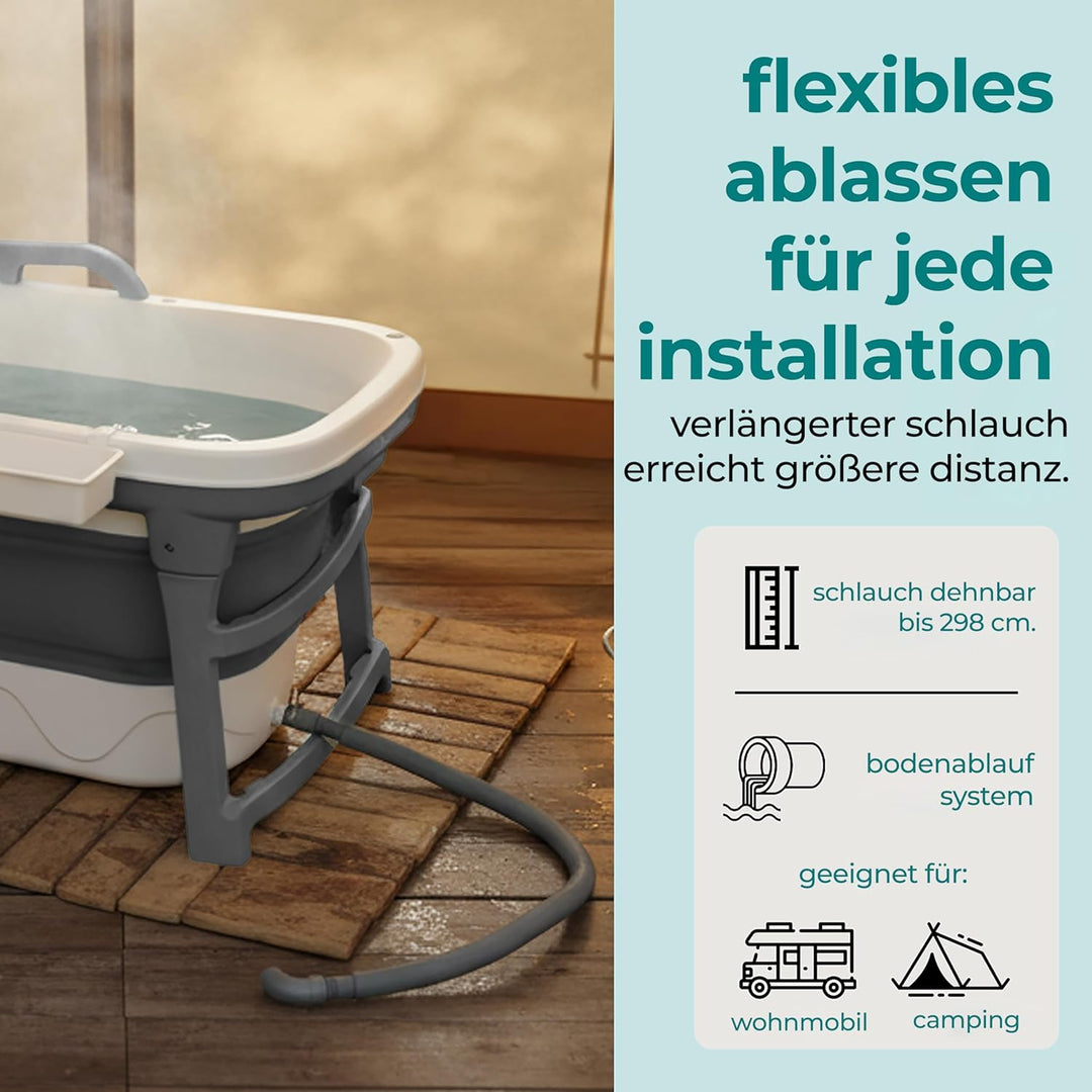 SereneLife Faltbare Badewanne Erwachsene 150 cm – Mobile Klappbare Badewanne für Dusche mit Deckel u