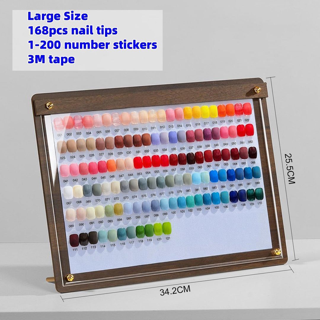 Acycoin2A Walnussholz-Nagelfarbe, Anzeigetafel, Fotorahmen, Nagellack, Klebervorlage, Farbkarte mit