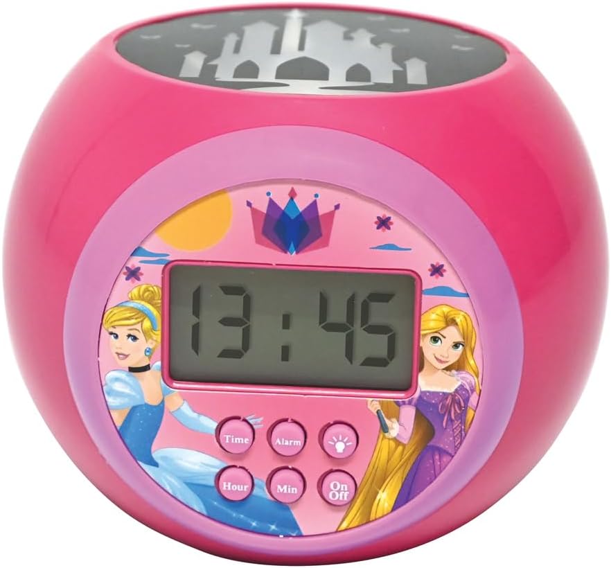 Lexibook RL977DP Projector-Wecker Disney Princess mit Schlumbmerfunktion und Weckfunktion, Nachtlich