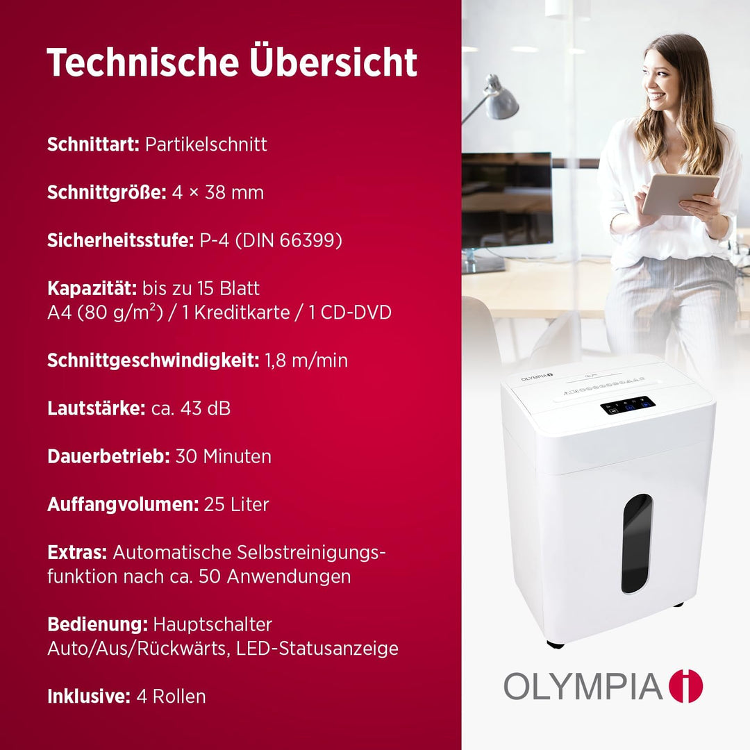 Olympia CC 2515 S Aktenvernichter | Papierschredder Aktenvernichter &amp; Paper Shredder für Dokumente,