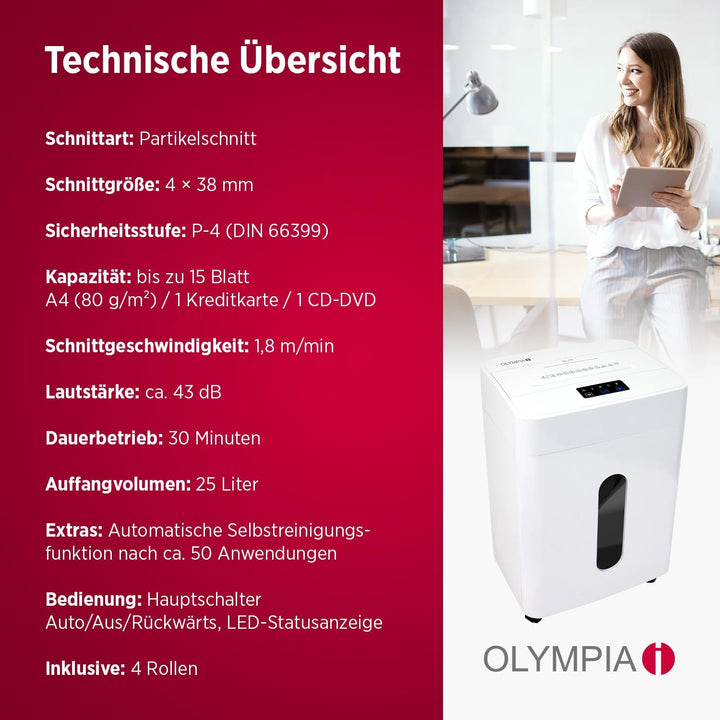 Olympia CC 2515 S Aktenvernichter | Papierschredder Aktenvernichter &amp; Paper Shredder für Dokumente,