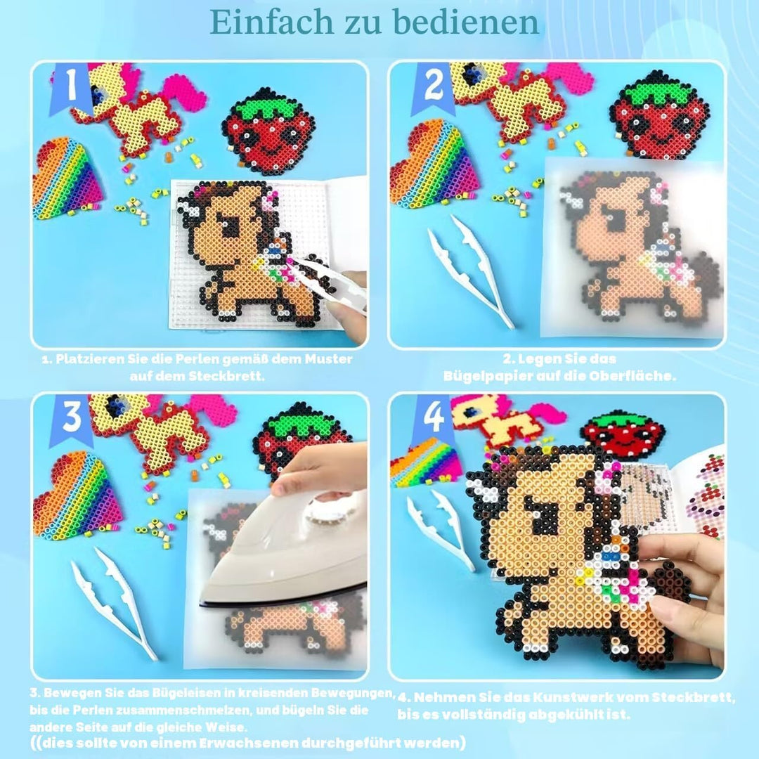 11000 Stück Bügelperlen Set, 20 Farben 5MM Steckperlen mit Aufbewahrungsbox, Bügelperlen Platten, Be