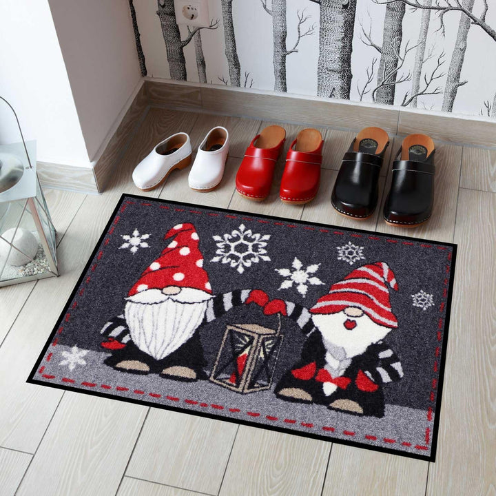 Salonloewe waschbare Fussmatte Wichtel mit Laterne 50x75 cm Schmutzfangmatte innen + aussen lustiger
