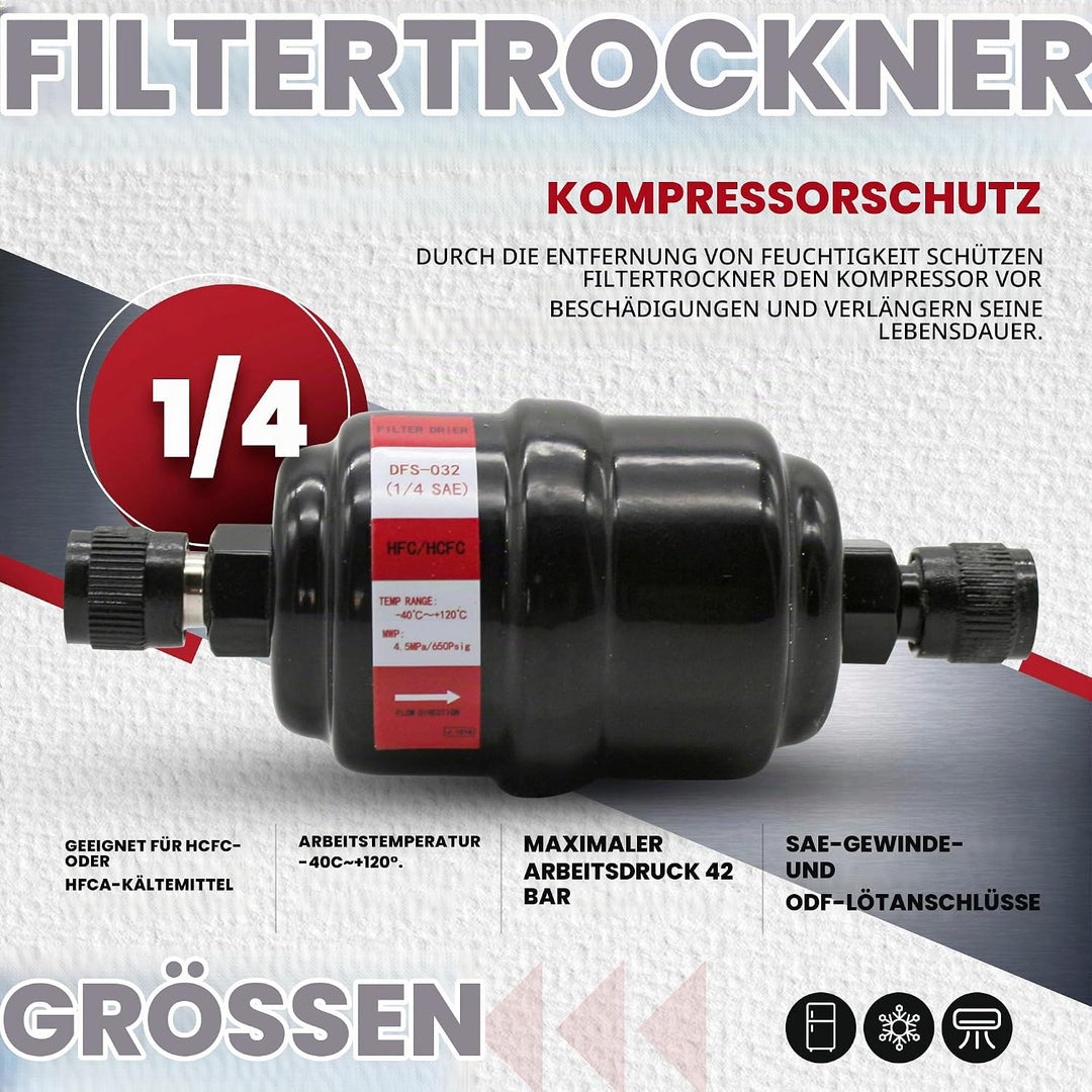 DOJA Barcelona | Filtertrockner | Pack 1 | Luftfilter Entfeuchter | 42 Bar-1/4 SAE-50cm3 | Unidirekt