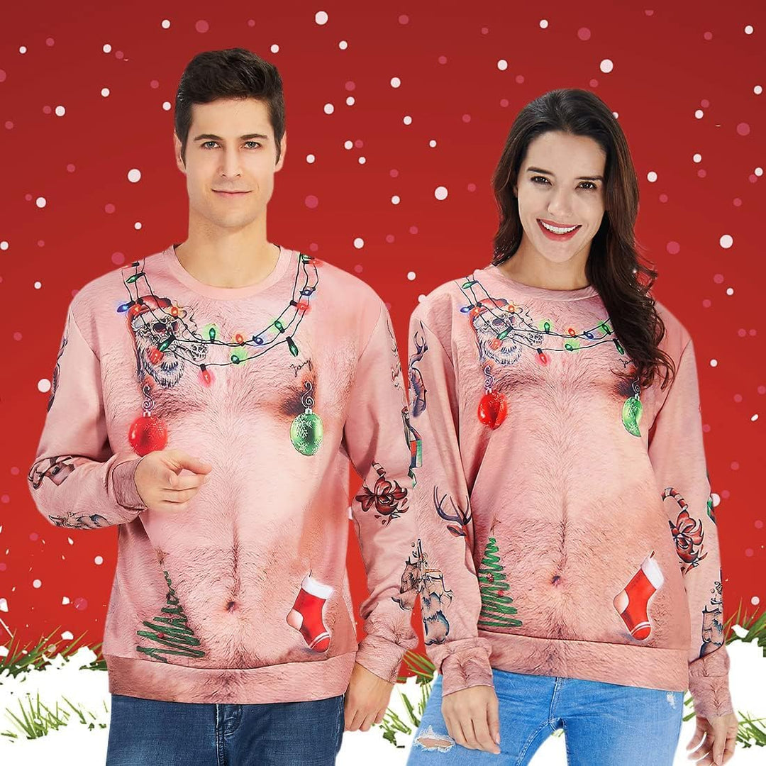 NEWISTAR Unisex Weihnachtspullover Jungen Strickpullover 3D Druck Pullover Weihnachten Jumper Ugly C