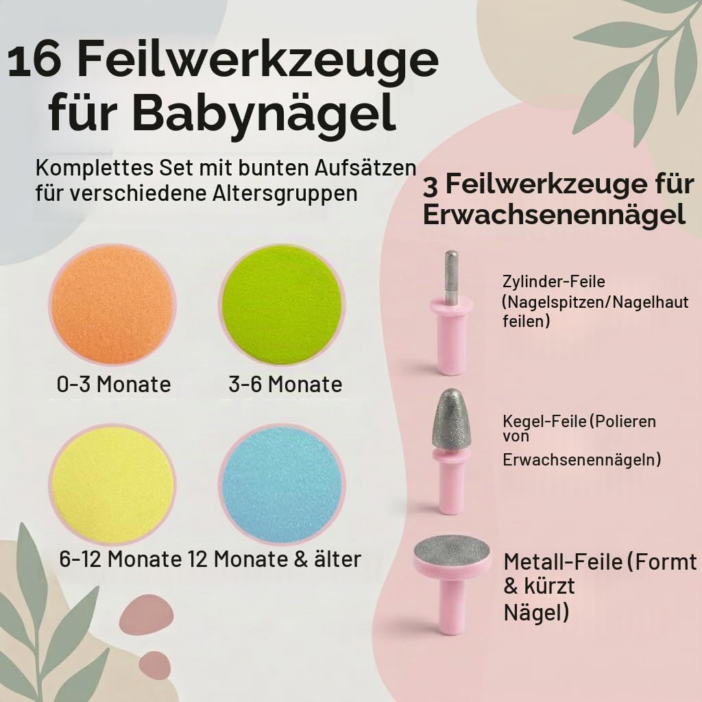 Royal Angels Baby-Nagelfeile 21 in 1, mit zusätzlichen 13 Ersatzwerkzeugen, Baby-Nagel, Baby-Nagelsc