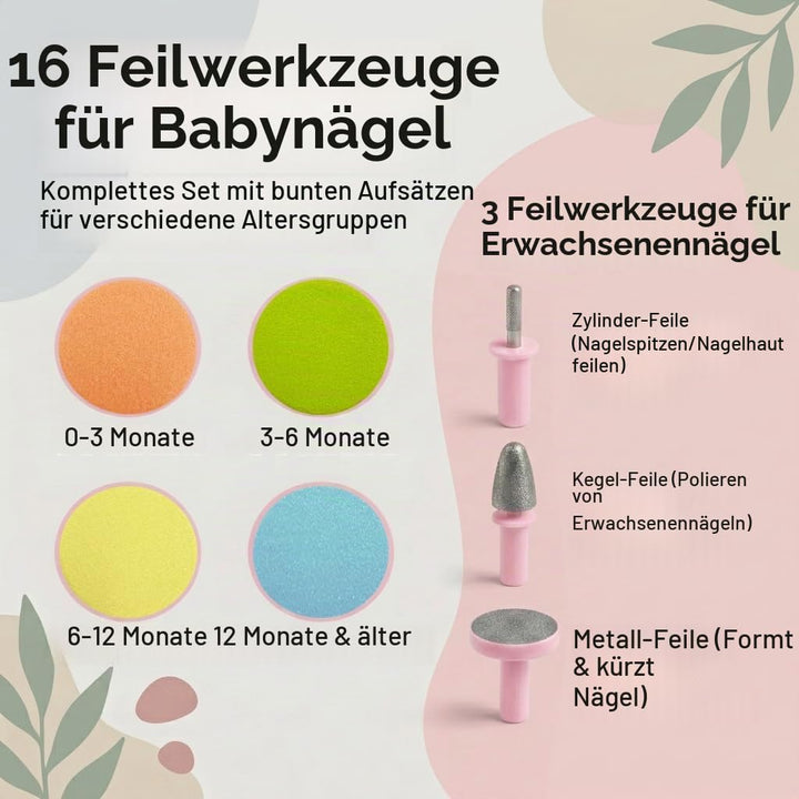 Royal Angels Baby-Nagelfeile 21 in 1, mit zusätzlichen 13 Ersatzwerkzeugen, Baby-Nagel, Baby-Nagelsc