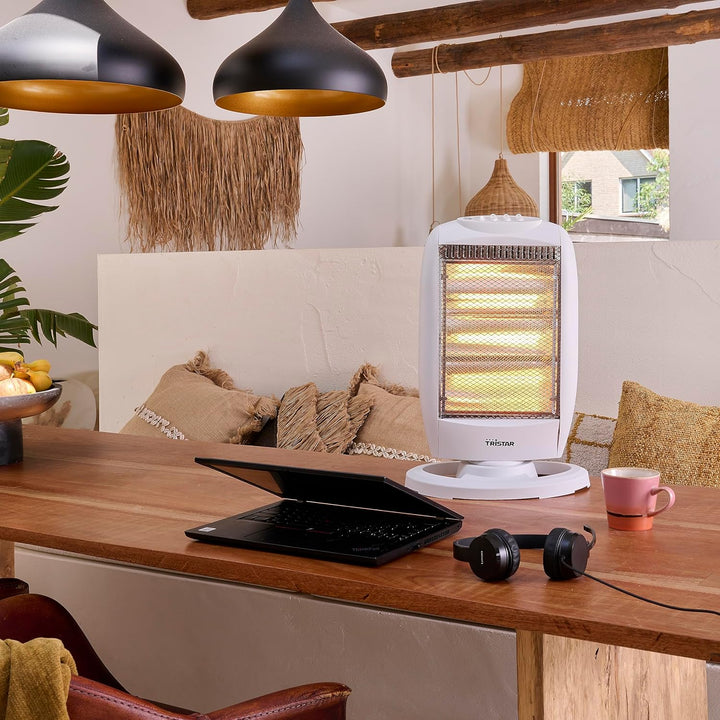 Tristar Heizstrahler KA-5129 – Halogen – 3 Leistungseinstellungen – Oszillierend – max. 1200 W, Weis