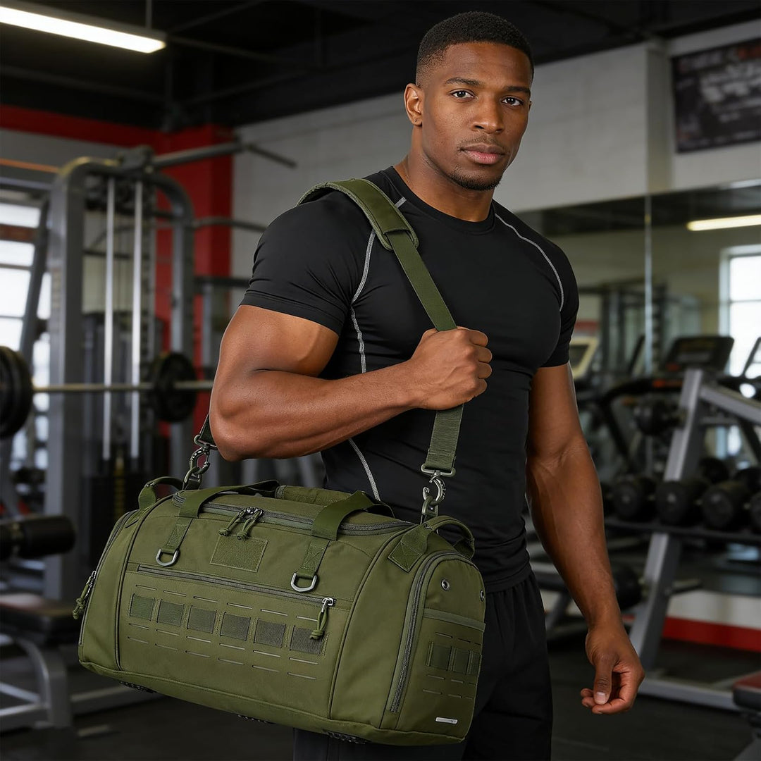 Taktische Sporttasche Herren 45L Reisetasche Mittelgross mit Schuhfach und Laptopfach Leicht Trainin