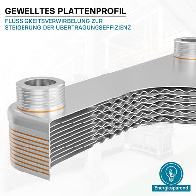 Hrale Edelstahl Wärmetauscher 50 Platten max 210 kW Plattenwärmetauscher Wärmetauscher
