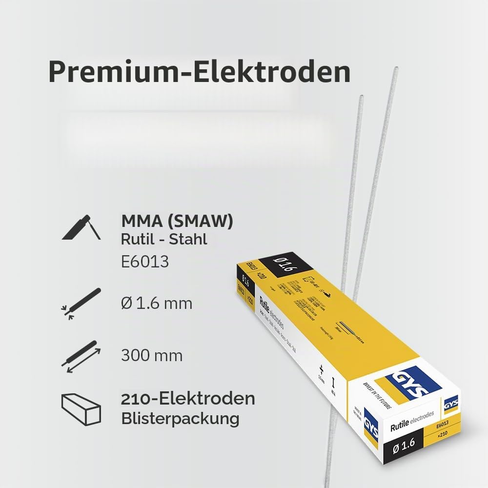 GYS rutile Elektroden Stahl - Ø 1,6 mm - kleine Schachtel, gelb Single, Single