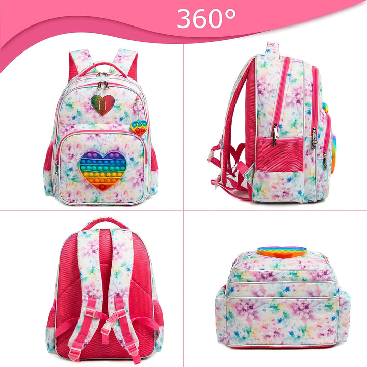 HTgroce Pop it Rucksack für Mädchen Pop Fidget Einhorn Tasche mit Lunchpaket Vorschule Kindergarten,