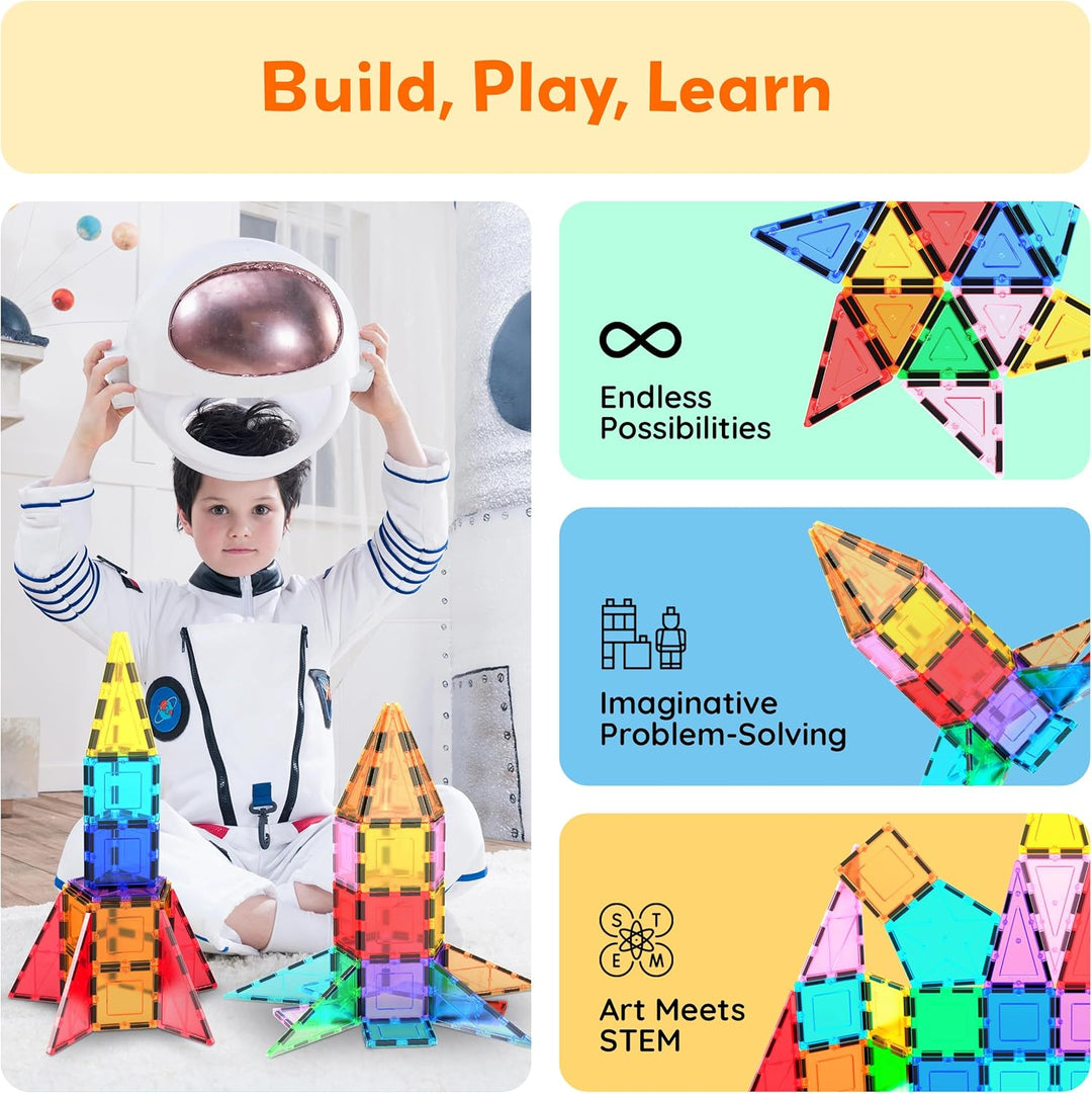PicassoTiles 32 Stück Magnetisch Building Block Rocket Booster Thema Set Magnet Konstruktion Spielze