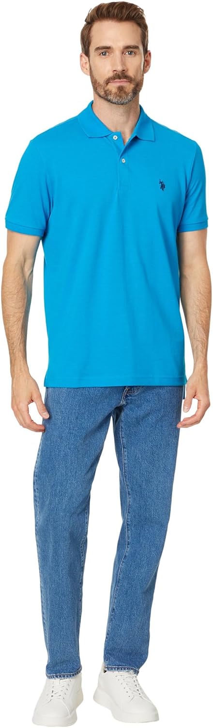 U.S. Polo Assn. Solid Interlock Kurzes Poloshirt für Herren S Türkis Heather, S Türkis Heather