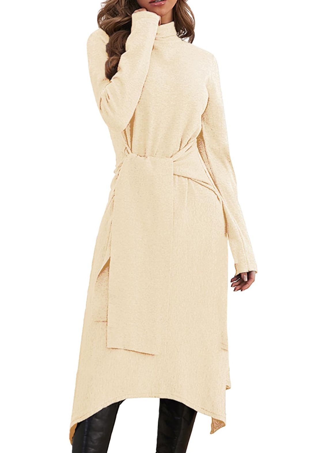 JayscreateEU Damen Strickkleid Winter Kleid Herbst Damen Winterkleider Herbstkleid Midikleid Pullove