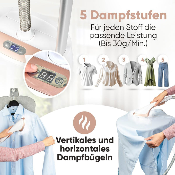 ProfiCare® Stand-Dampfglätter | schnell einsatzbereit | bis zu 40 min. bügeln | neigbares Bügel-Boar