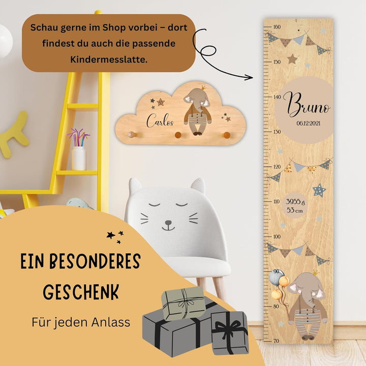 EmiliaLotte Kindergarderobe Personalisiert mit Wunschname I Garderobe Kinder aus Holz - Verschiedene