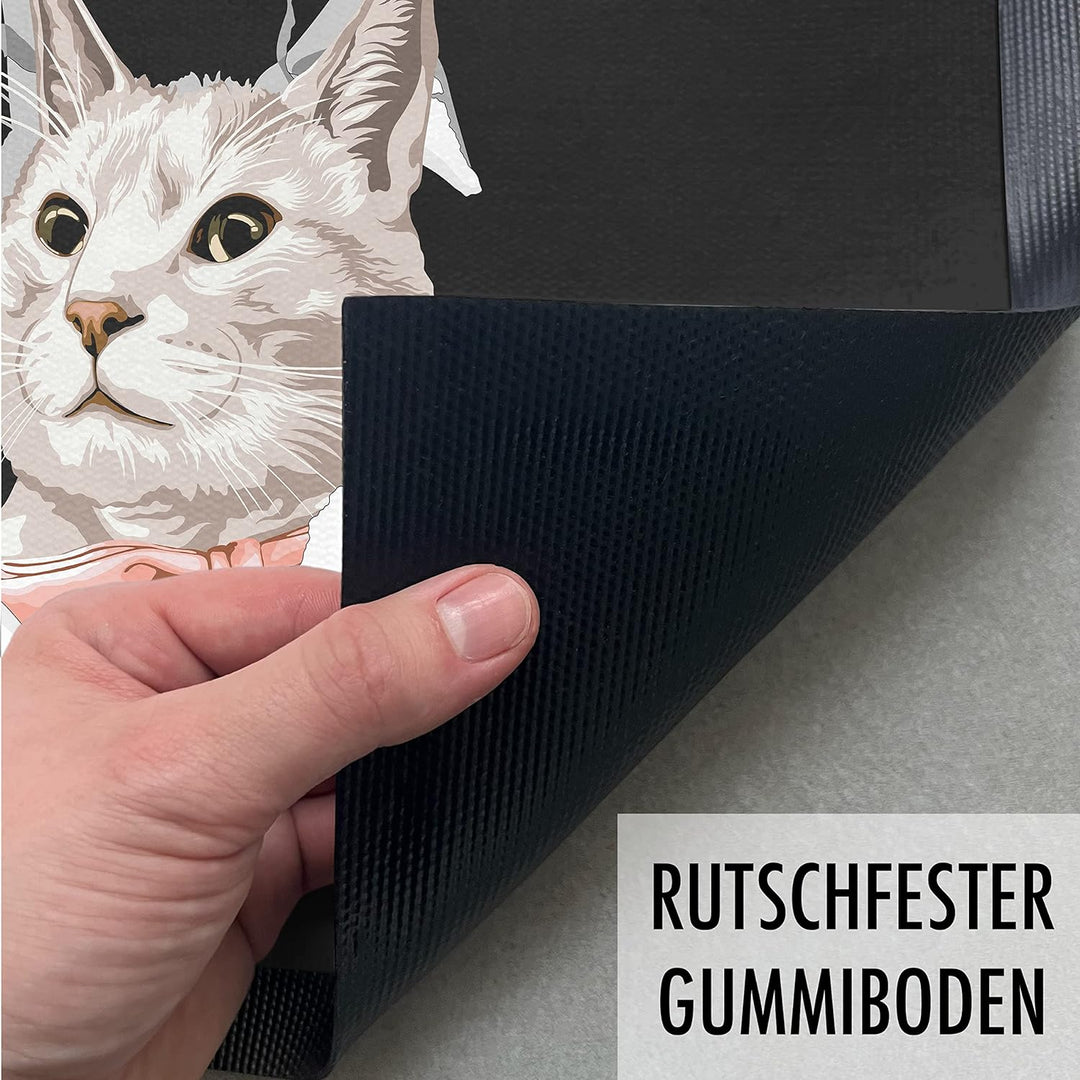 Trendation - Katzen Grafik Fussmatte Geschenk Katzenbesitzerin Lustige Katzen Fussmatte 60x40 cm