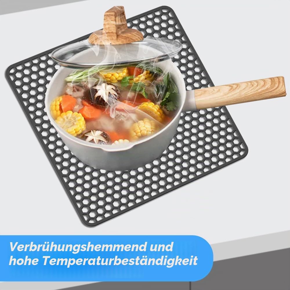 NAROSEBE Spülbeckeneinlage Silikon Spülbeckenmatte 30.5*30.5cm Spülmatte Abtropfmatte Spülbeckenschu