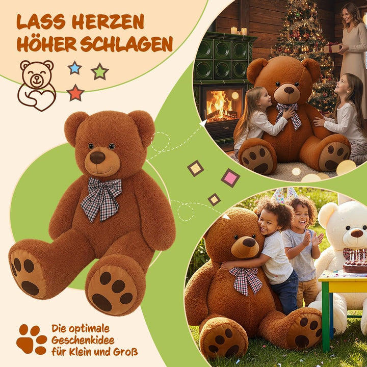 Monzana® Teddybär L - XXXL 50-175cm Weiches Fell Schleife Tatzendruck Geschenk Plüschtier Kuscheltie