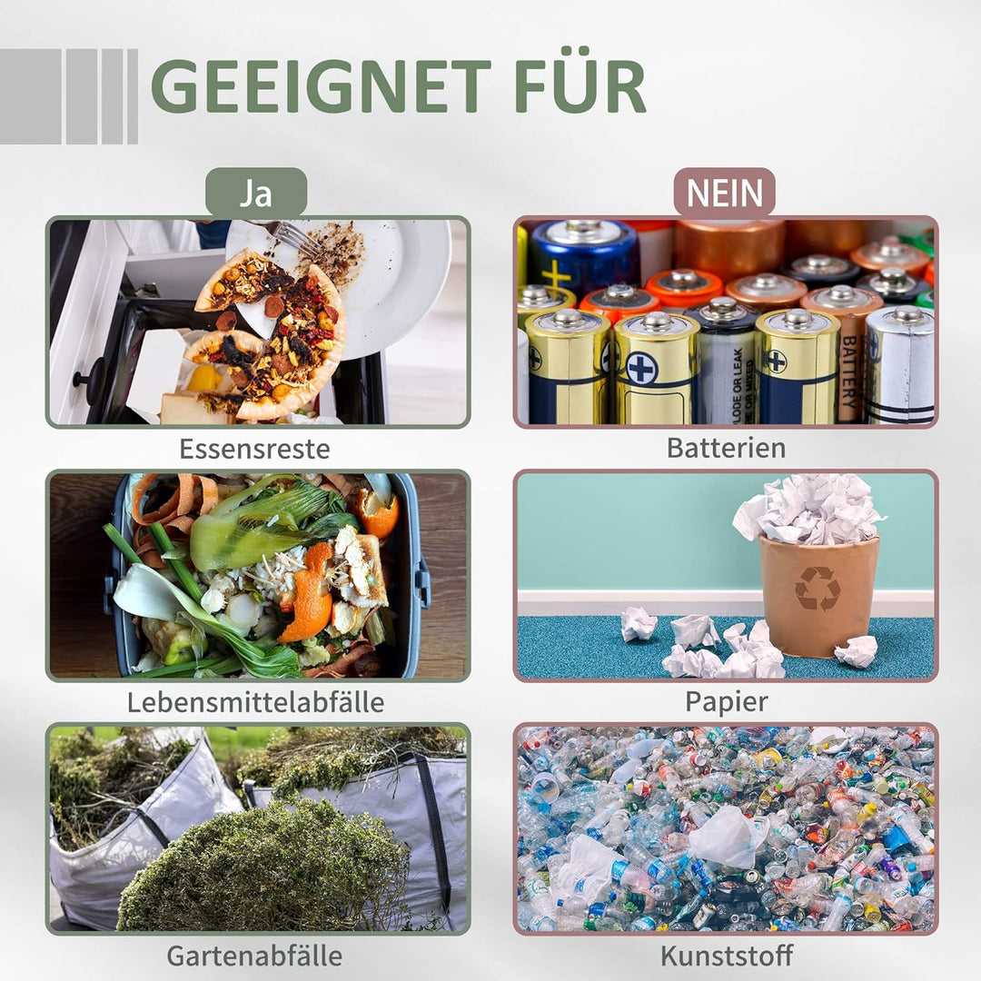 Outsunny Komposter 160L, 71cm x 65cm x 96cm Drehbarer Schnellkomposter aus Kunststoff, Thermokompost