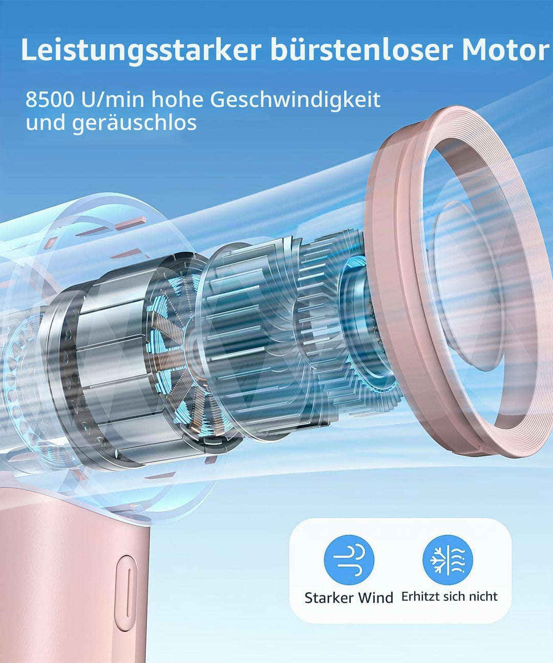 Tragbarer Handventilator mit Tischständer – 3 Geschwindigkeiten USB wiederaufladbarer Mini Ventilato