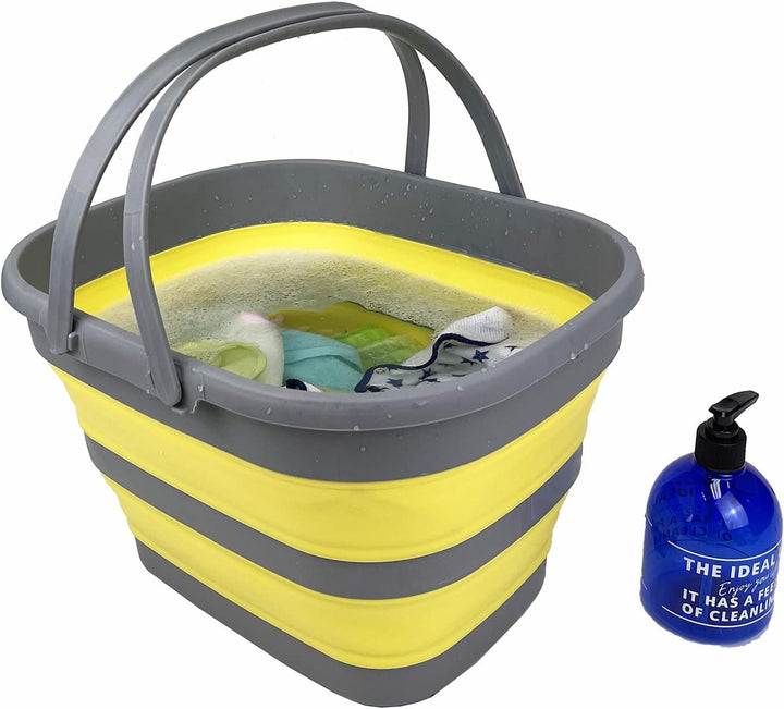 SAMMART 17L Faltbarer Korb mit Griff – Tragbarer Outdoor-Picknickkorb/Krater – Faltbare Einkaufstasc