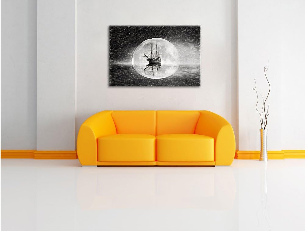 Pixxprint Geisterschiff im Weltall Kunst als Leinwandbild/Grösse: 100x70 / Wandbild/Kunstdruck/ferti