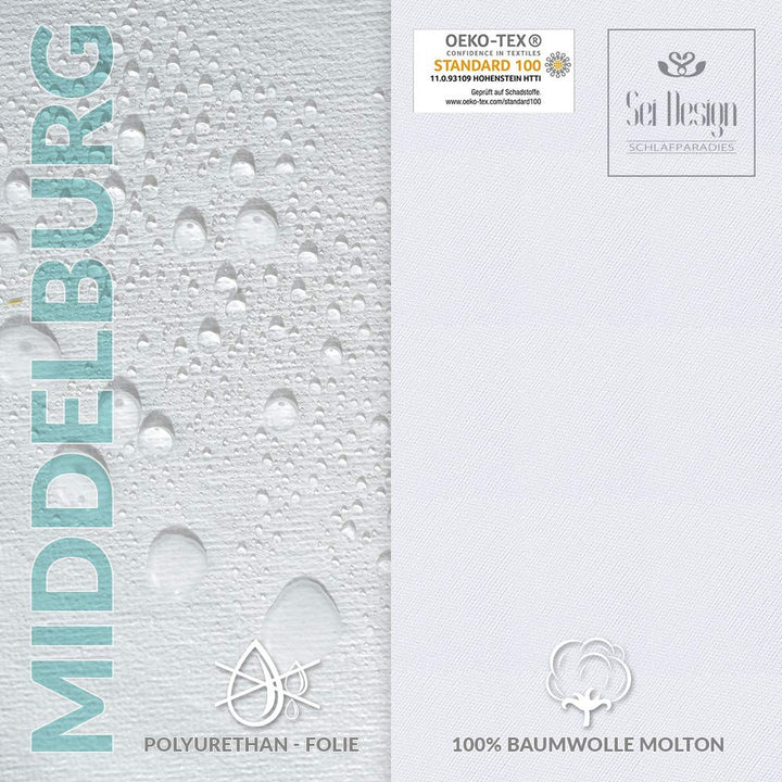 Sei Design wasserdichter Molton-Matratzen-Schoner 100% Baumwolle | wasserundurchlässige Matratzen-Au