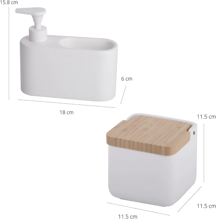 KOOK TIME Zubehör-Set für Küche - inkl. 1 x Salzdose mit Deckel und 1 x seifenspender küche mit stau