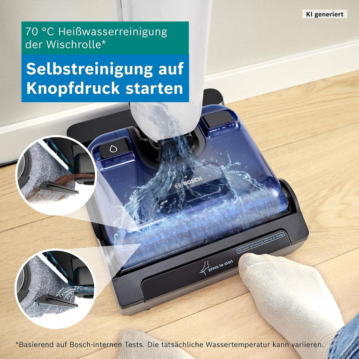 Bosch Nass-Trockensauger, Akku Staubsauger mit Wischfunktion, Zwei Tank-System, 180 Flachreinigung m