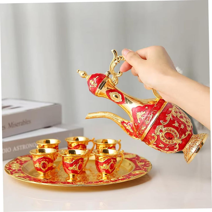 Marokkanisches Teeservice, 6-teilig, türkisches Kaffeetassen-Set mit Kanne, Vintage-Küchenzubehör fü