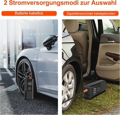 Elektrische Luftpumpe 150PSI Akku Luftpumpe mit 6000mAh Akku Tragbar Fahrradpumpe mit Digitale Anzei