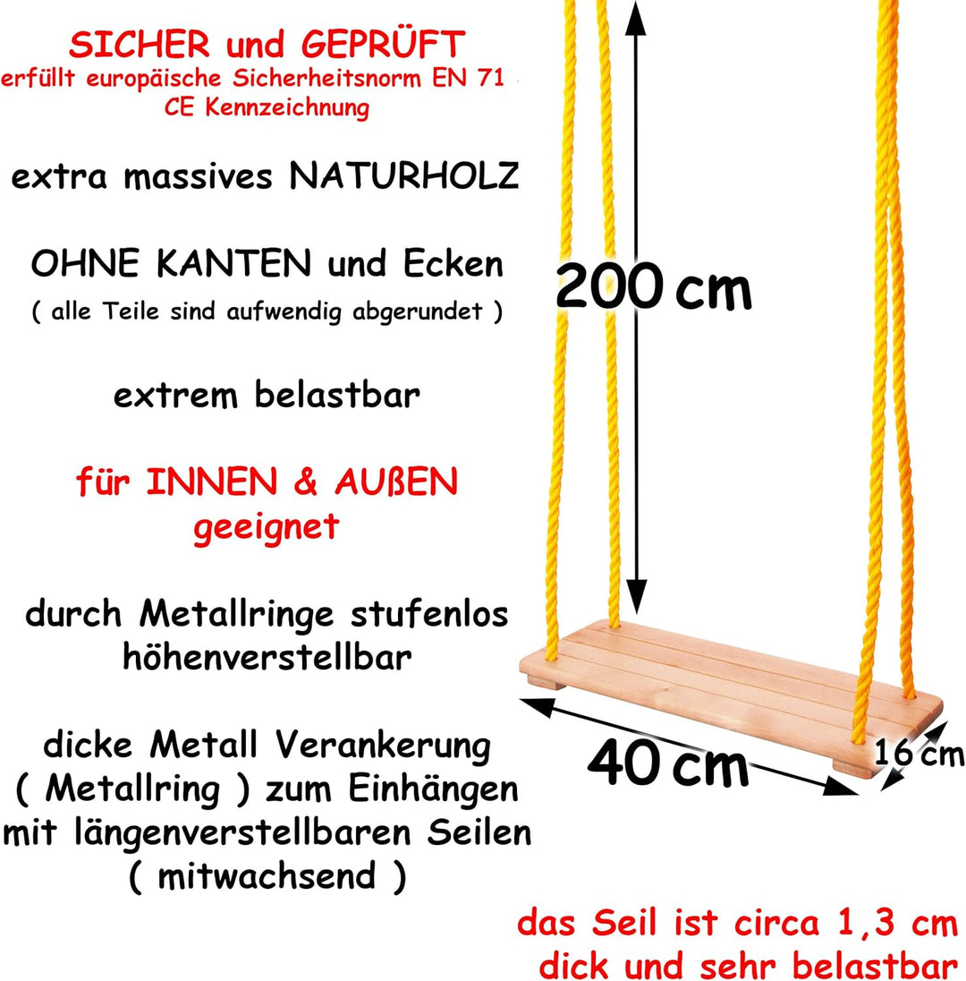 alles-meine.de GmbH Holz Schaukel Farb &amp; Modellwahl Brettschaukel - massives Naturholz - Schaukel au