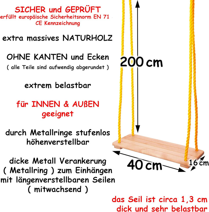 alles-meine.de GmbH Holz Schaukel Farb &amp; Modellwahl Brettschaukel - massives Naturholz - Schaukel au