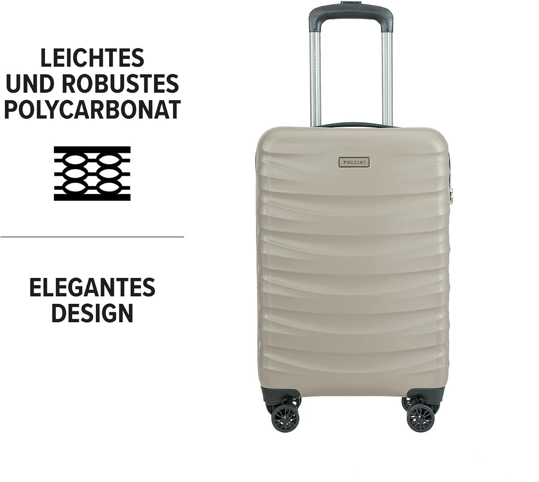 PUCCINI Polycarbonat Koffer Valencia Hartschalenkoffer Handgepäck Trolley Leicht Reisekoffer mit Zwi