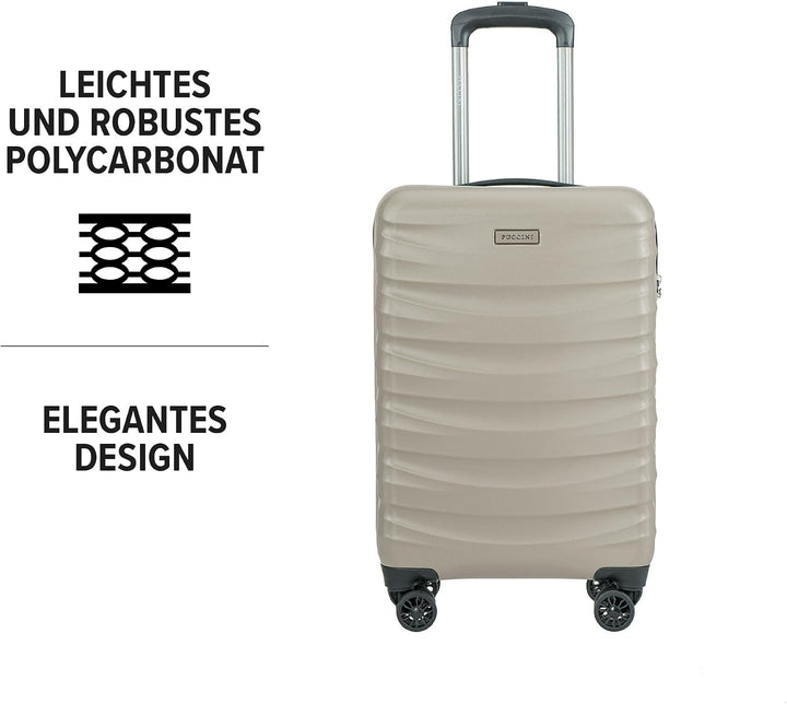 PUCCINI Polycarbonat Koffer Valencia Hartschalenkoffer Handgepäck Trolley Leicht Reisekoffer mit Zwi
